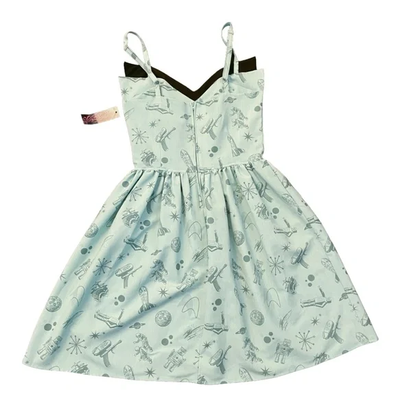 NWT Retro fit-and-flare Rockabilly sundress 1950s space age dress vintage style - Picture 2 of 4